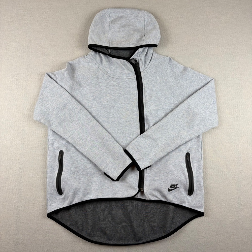 Nike Tech Fleece Tail Cape Full Zip Hoodie Womens Medium Heather Grey Asymmetric